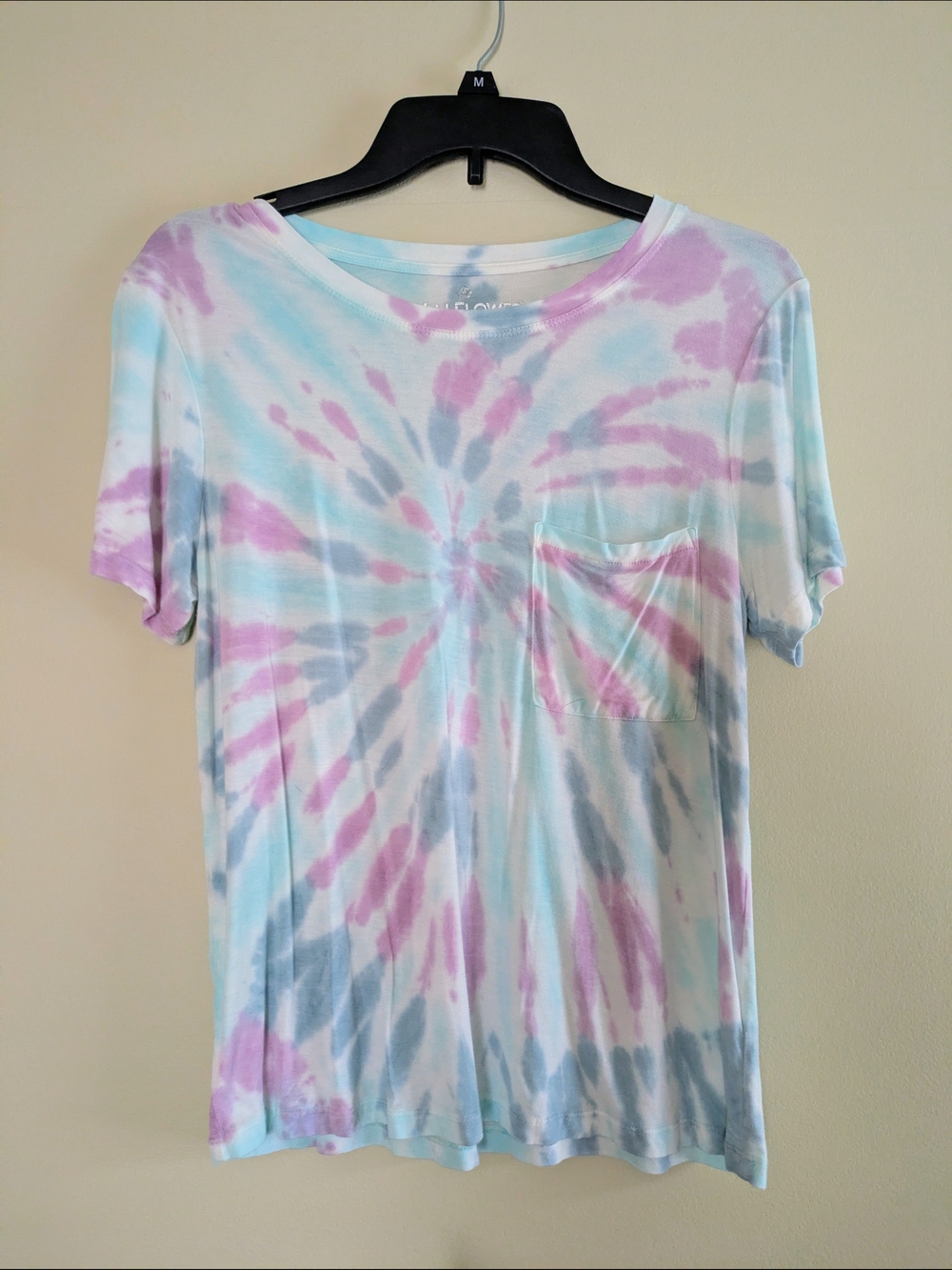 Wallflower Pastel Tie-Dye Tee in Mint, Lavender Sz Med